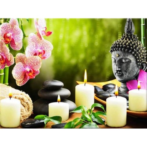 2019 New Hot Sale Flower Orchid Stone Candle 5d Diy Diamond Painting Kits UK VM9572