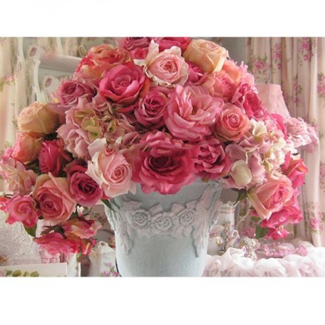 2019 New Hot Sale Red And Pink Flowers 5d Diy Diamond Painting Flowers Kits UK VM3023