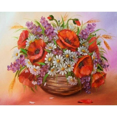 2019 New Hot Sale Red And White 5d Diy Diamond Painting Flower Kits UK VM3607