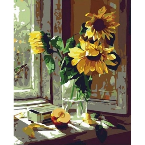 Best Oil Painting Style Yellow Sunflower Diy 5d Full Diamond Painting Kits UK QB5787