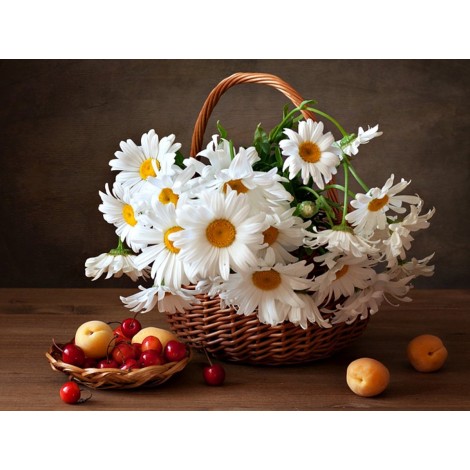 Cheap White Flowers 5d Diamond Cross Stitch UK VM1057