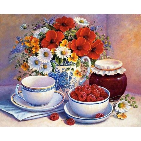 2019 New Hot Sale Red And White Diy 5d Embroidery Kits Flower UK VM3611