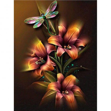 2019 New Hot Sale Flowers Dragonfly 5d Diy Rhinestone Cross Stitch Kits UK VM01165