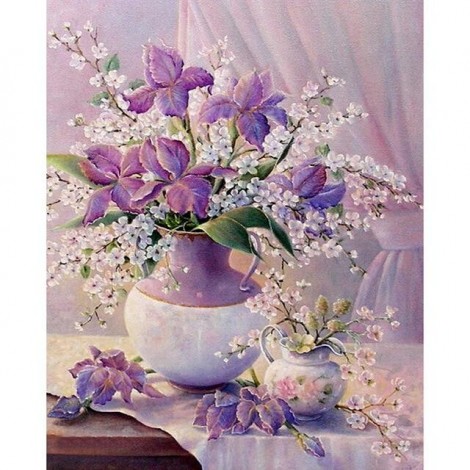 2019 Lavender And Pink Flowers 5d Diy Diamond Painting Cross Stitch Kits UK VM3668