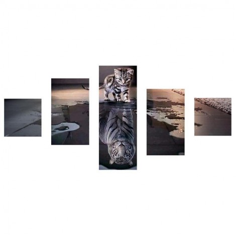 Multi Panel Modern Art Cat 5D DIY Mosaic Diamond Painting Kits UK QB7031