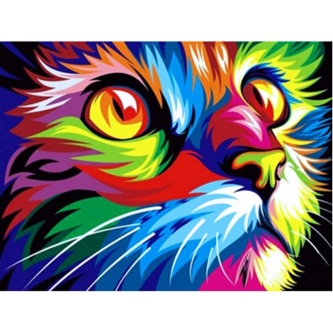 2019 Special Colorful Cat Portrait Diamond Painting Cross Stitch Kits UK VM0094
