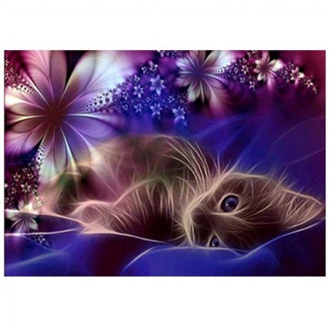 2019 Dream Cat And Flowers 5d Diy Cross Stitch Diamond Painting Kits UK VM0041