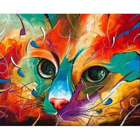 2019 Dream Various Sizes Modern Art Colorful Cat 5d Diamond Art UK VM1102
