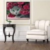 Hot Sale Lovely Cat Flowers Diy 5d Crystal Diamond Painting Kits UK VM0017