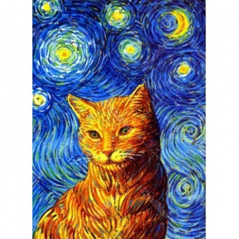 Sky Cat Embroidery Mosaic Cross Stitch Art VM92289