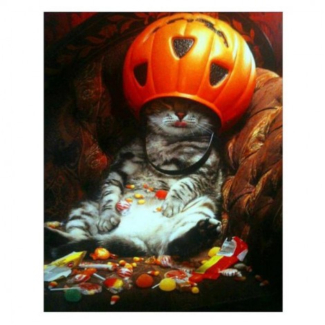 2019 Halloween Pumpkin Cat 5d Diy Cross Stitch Diamond Painting Kits UK VM8734