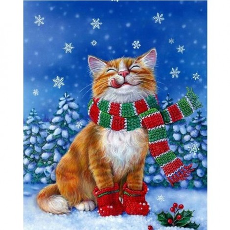 Cheap Winter Animal Cat Home Decor Diy 5d Diamond Painting Set UK VM29981