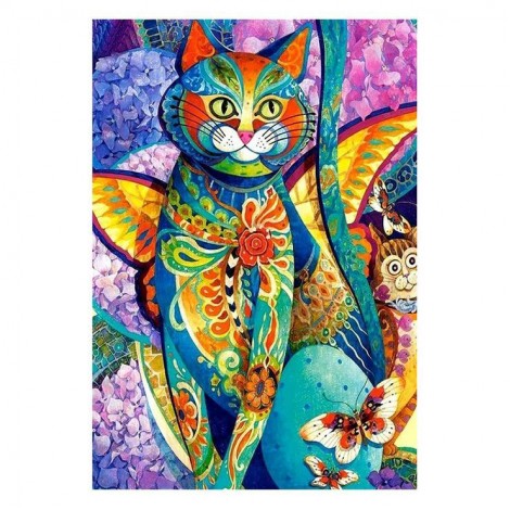 Watercolor Special Cat 5d Diy Cross Stitch Diamond Painting Kits UK QB7022