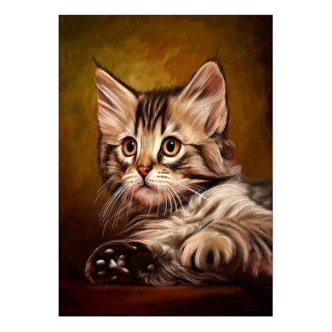Oil Painting Style Cute Cat 5d Diy Cross Stitch Diamond Painting Kits UK QB7041