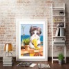 Oil Painting Style Listen Music Cat 5d Diy Cross Stitch Diamond Painting Kits UK QB7028