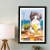 Oil Painting Style Listen Music Cat 5d Diy Cross Stitch Diamond Painting Kits UK QB7028