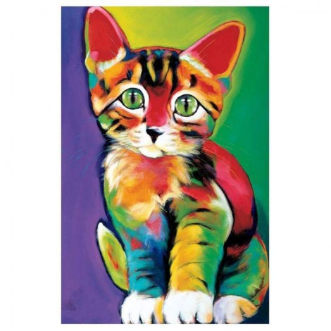 Hot Sale Watercolor Cute Cat 5d Diy Cross Stitch Diamond Painting Kits UK QB7060