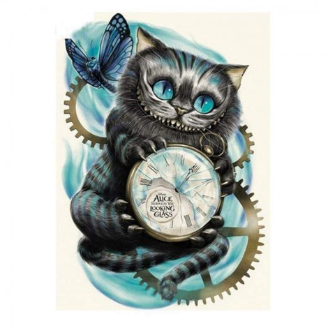 2019 Cheap Bizarre Cat And Clock 5d Diy Diamond Painting UK VM0050