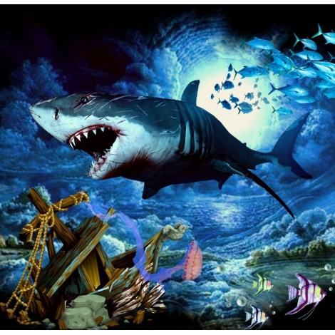 Modern Art Full Square Drill Shark 5d Diy Diamond Painting Kits UK NA0394