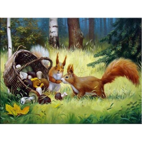 Wall Decor Cute Squirrel Family 5d Diy Diamond Cross Stitch Kits UK VM3685