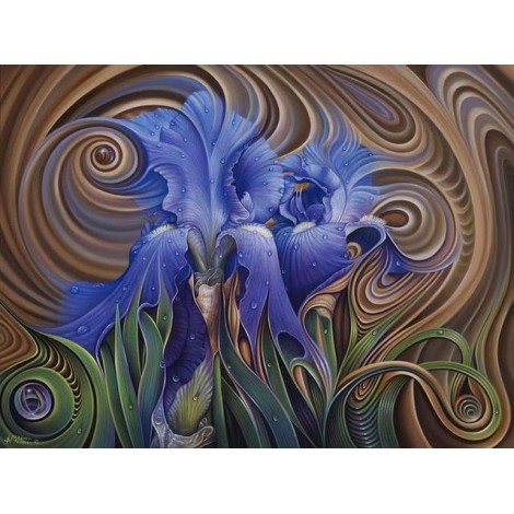 2019 Modern Art Blue Abstract Flower Pattern 5d Diy Diamond Painting Kits UK VM7861