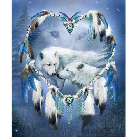 Full Drill Square Wolf 2019 Dream Catcher 5d Diy Diamond Painting Kits UK VM9094