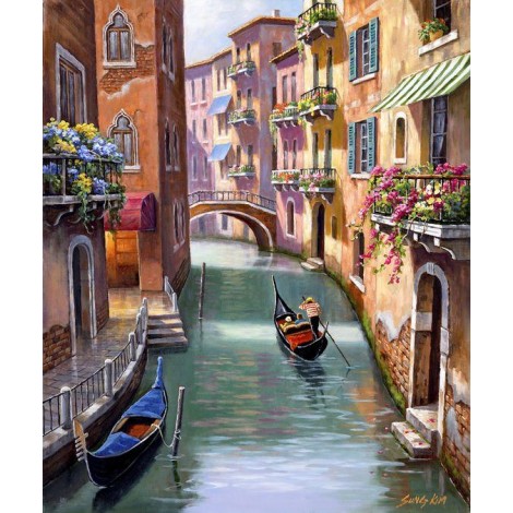 2019 Oil Painting Style Landscape  Street 5d Diy Diamond Painting Kits UK VM8126