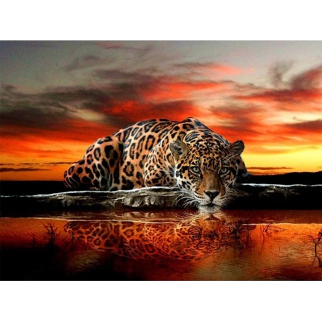 2019 Wall Decoration Sunset And Leopard Diamond Cross Stitch Kits UK VM01055