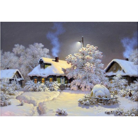 Hot Sale Winter Village Landscape 5d Diy Rhinestone Cross Stitch Kits UK VM01161