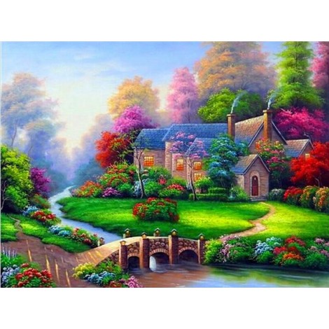 New Arrival Hot Sale Handmade Beautiful Village 5d Diamond Art UK VM1095
