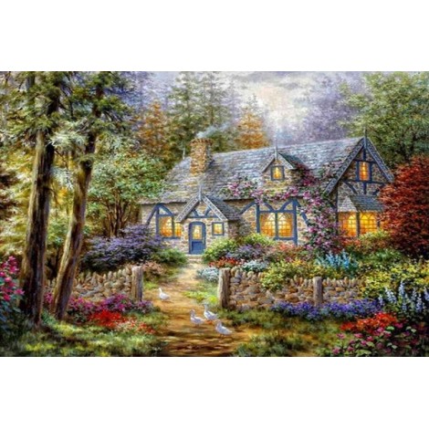 2019 New Hot Sale Landscape Cottage 5d Diy Diamond Cross Stitch Kits UK VM3761