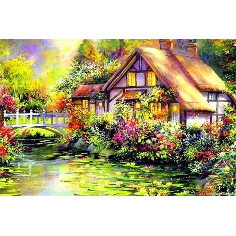 2019 Cartoon Landscape Cottage 5d Diy Diamond Cross Stitch Kits UK VM3762
