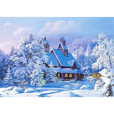 2019 Wall Decor Snowy Cottage In Winter 5d Diy Crystal Diamond Painting Kits UK VM4157