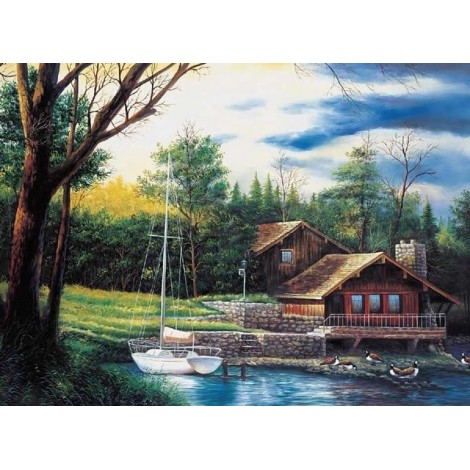 2019 Hot Sale Rhinestone Landscape Cottage 5d Diy Diamond Painting Kits Kits UK VM4168