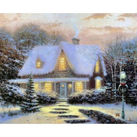 2019 Wall Decor Snowy Cottage In Winter 5d Diy Diamond Painting Kits UK VM7633