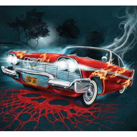 Cartoon Red Cars In The Dark Full Drill 5D Diy Diamond Painting Kits VM90780