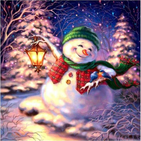 Hot Sale Cartoon Christmas Card Snowman In Winter 5d Diy Painting Diamond Uk VM1806