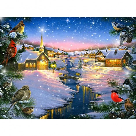 Winter Christmas Village 5D Diy Embroidery Cross Stitch Diamond Painting Kits UK NA0236