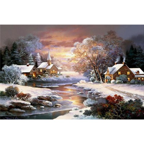 Winter Village Landscape 5d Diy Diamond Painting Kits UK NW91001