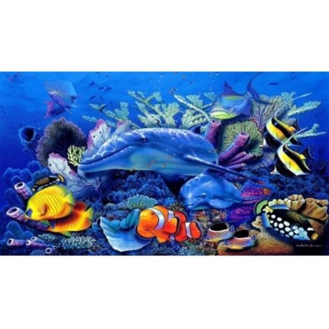 2019 New Hot Sale Stitch Wall Decor Animal Dolphin 5d Diy Diamond Painting Kits UK VM08581