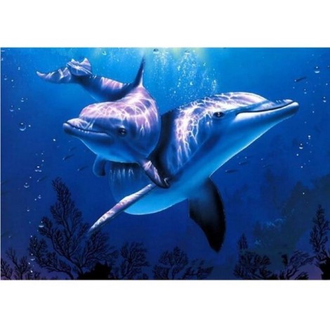 5d Embroidery For Beginners Dolphin Diy Diamond Painting Kits UK VM8590