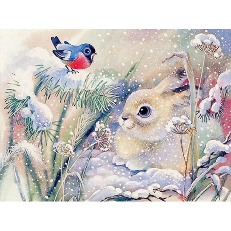 Winter Rabbit Bird 5D Diy Diamond Painting Kits Uk VM92393