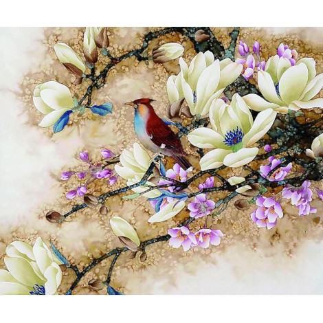 Flowers Bird Embroidery Mosaic Cross Stitch VM90979