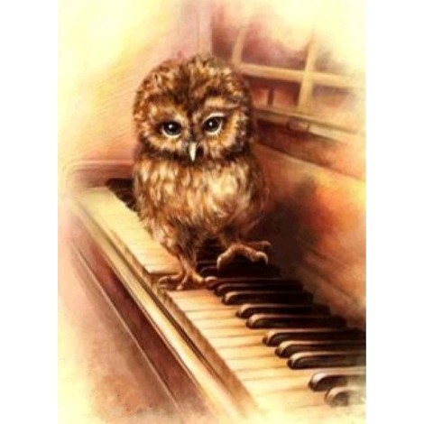 Warm And Lovely Owl And the piano Diamond Painting Kits UK AF9251