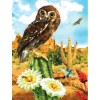 Cheap Lovely Owl Stand on The Cactus Diamond Painting Kits UK AF9257
