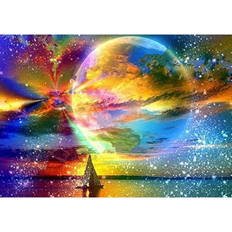2019 New Dream Landscape Sky Star Moon Diy 5d Crystal Diamond Painting UK VM20041