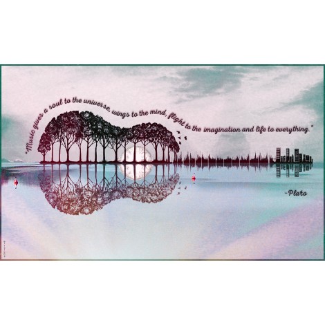 2019 Dream Guitar Tree Landscape Decor 5d Diy Diamond Painting Kits UK VM7868