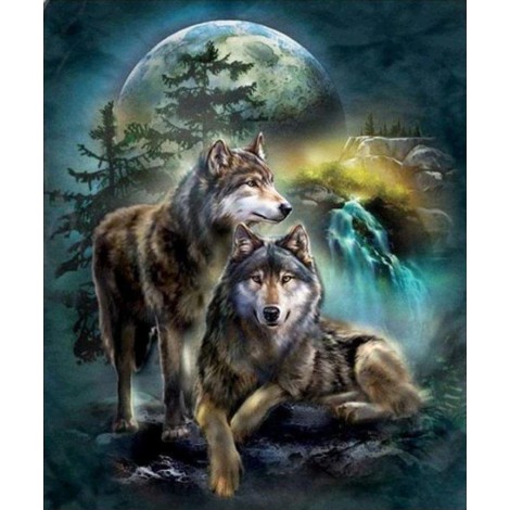 Hot Sale Style Wolf Pattern 5d Diy Cross Stitch Diamond Painting Kits UK QB64023