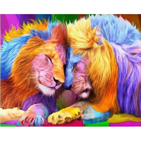 Special Dream Colorful Lions Lover 5d Diy Square Diamond Painting Kits UK VM7361