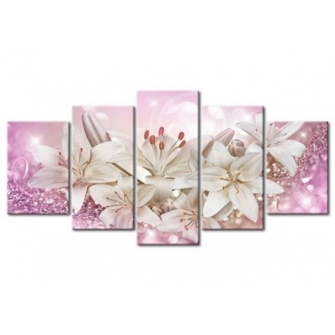 2019 Large Size Multi Panel White Flower 5d Diy Embroidery Painting Kits UK VM7920
